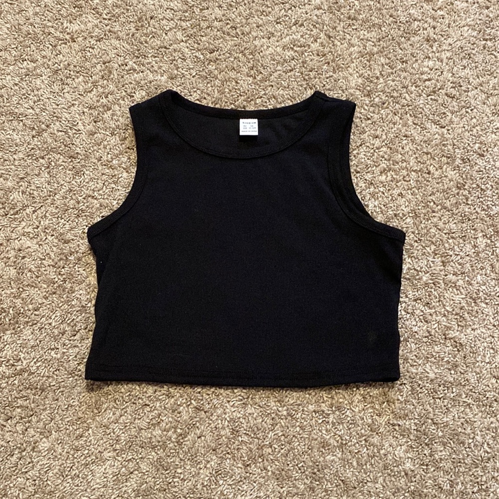 Black ribbed tank top  Brand: Shein.  Color: Black. Size: 11-12yrs